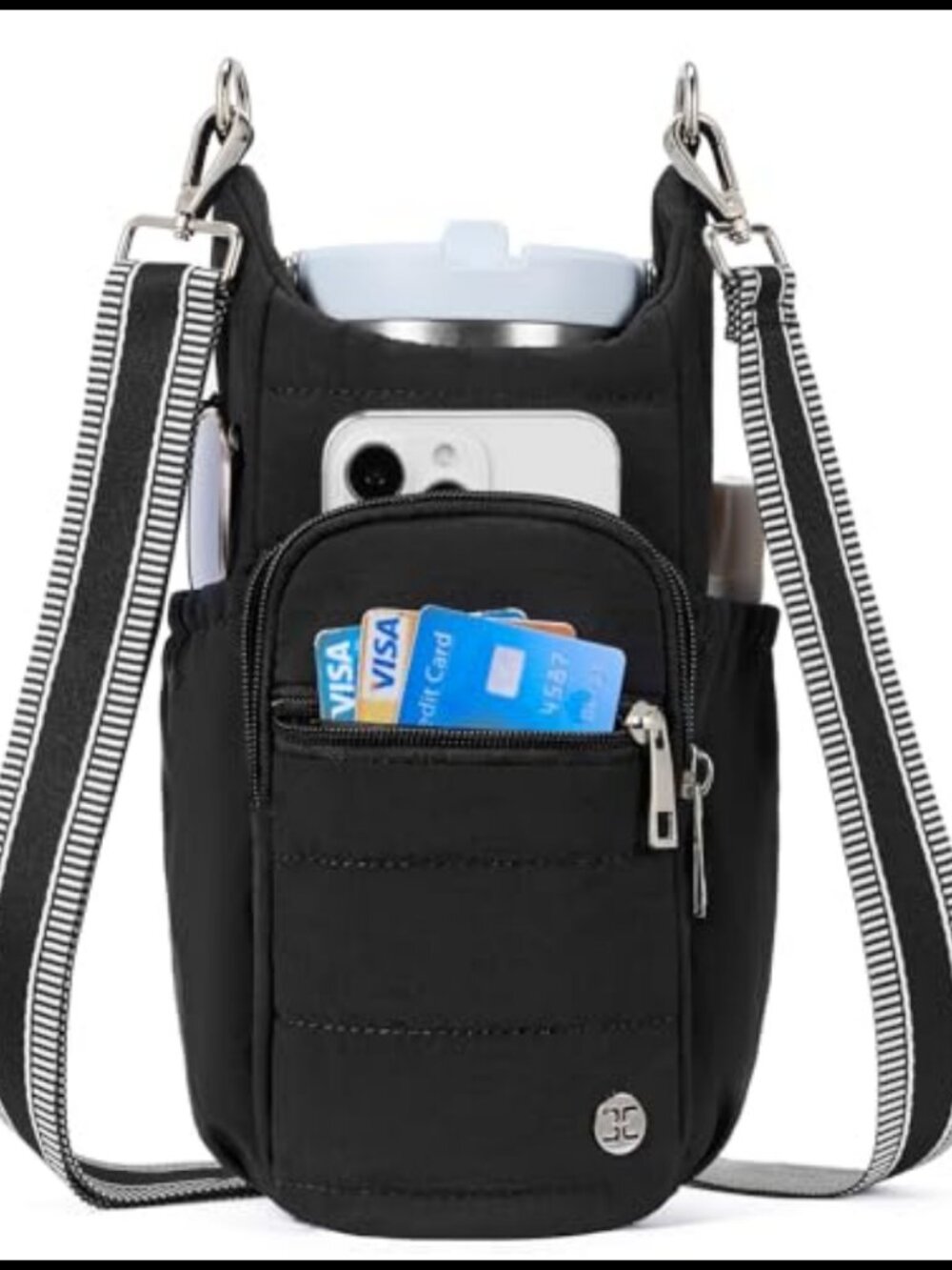 Water Bottle Holder Crossbody Bag RFID Phone Pocket Adjustable Strap